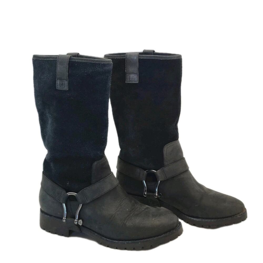 SPERRY Top Sider Dylan Style Black/Suede Boots In Sz 6